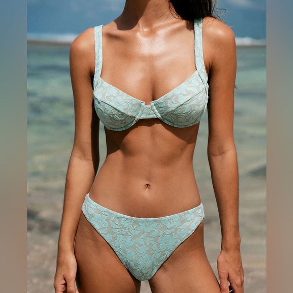 Berlook Light Blue Underwire Textured Bikini Top & Bottom - Picture 5 of 8